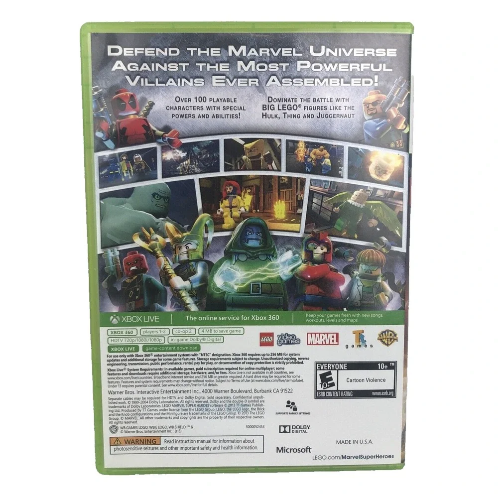 Lego Xbox 360 Marvel Super Heroes Video Game‎ Warner Brothers